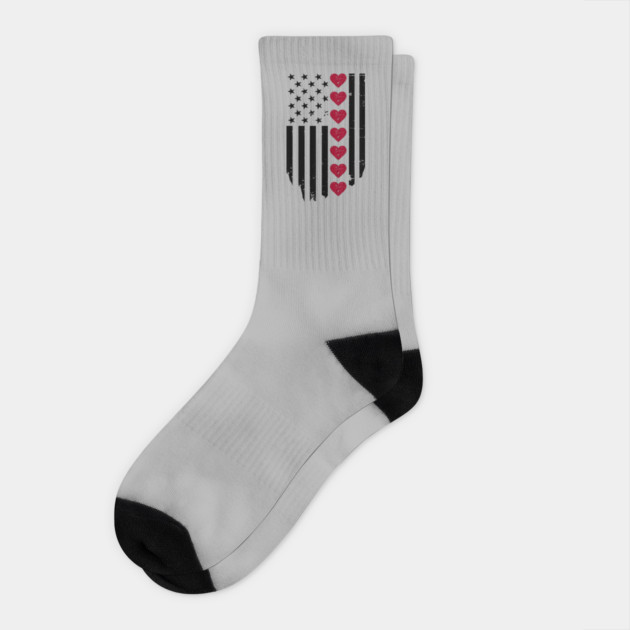 Valentine's Day American Flag Socks by Creatifly Graphic Tees