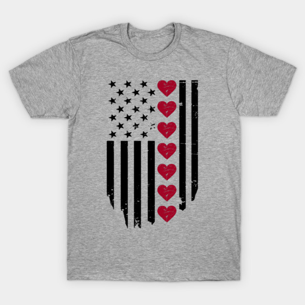 Valentine's Day American Flag T-Shirt by Creatifly Graphic Tees