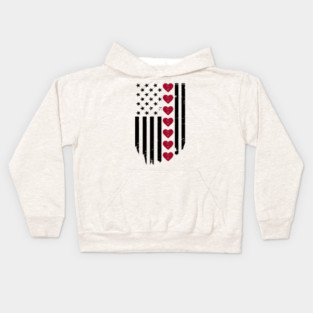 Valentine's Day American Flag Kids Hoodie