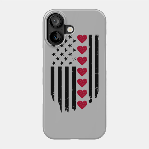 Valentine's Day American Flag Phone Case by Creatifly Graphic Tees