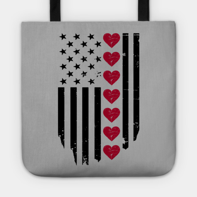 Valentine's Day American Flag Tote by Creatifly Graphic Tees