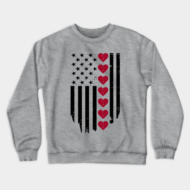 Valentine's Day American Flag Crewneck Sweatshirt by Creatifly Graphic Tees