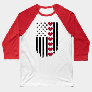 Valentine's Day American Flag Baseball T-Shirt