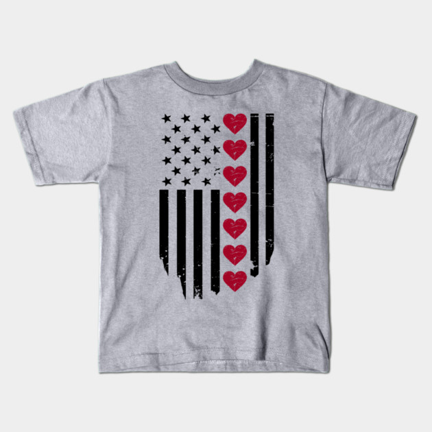 Valentine's Day American Flag Kids T-Shirt by Creatifly Graphic Tees