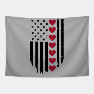 Valentine's Day American Flag Tapestry
