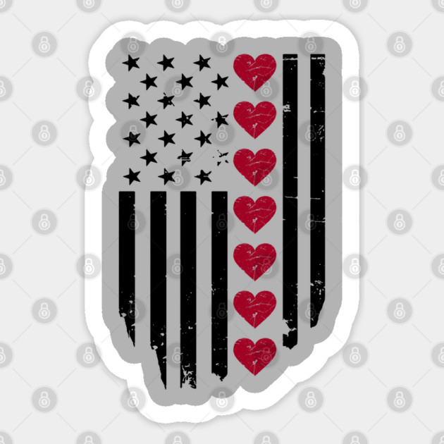 Valentine's Day American Flag Sticker by Creatifly Graphic Tees