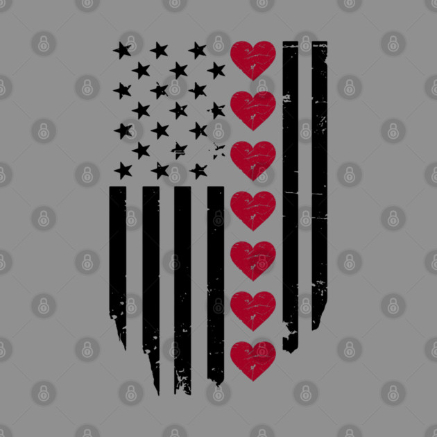 Valentine's Day American Flag by Creatifly Graphic Tees