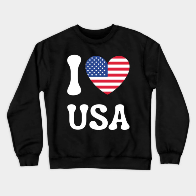 I Love Usa Crewneck Sweatshirt by Creatifly Graphic Tees