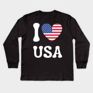 I Love Usa Kids Long Sleeve T-Shirt