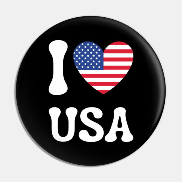 I Love Usa Pin by Creatifly Graphic Tees