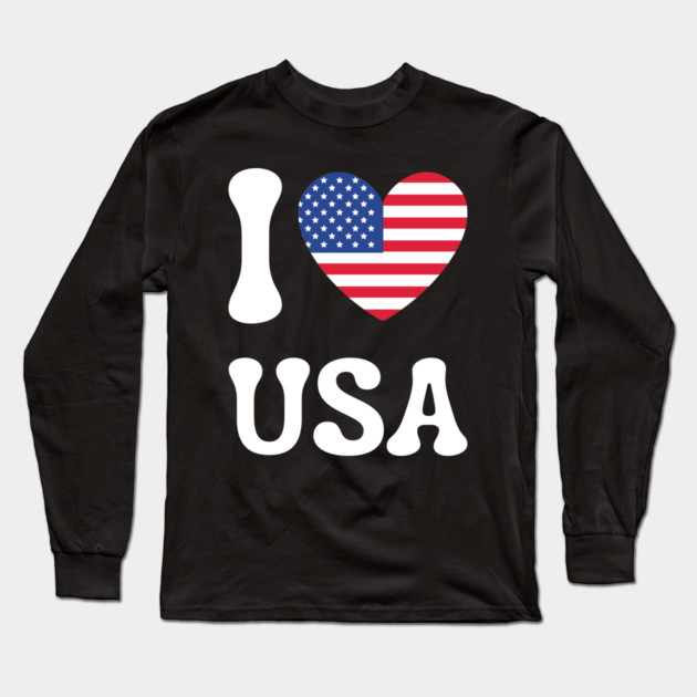 I Love Usa Long Sleeve T-Shirt by Creatifly Graphic Tees