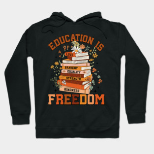 Black History Education Is Freedom Books Black Women Reading Book Hoodie