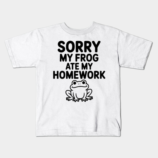 Sorry My Frog Ate My Homework Kids T-Shirt by Frank Ring