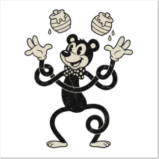 Retro Cartoon Bear Juggling Honey Pots Posters and Art