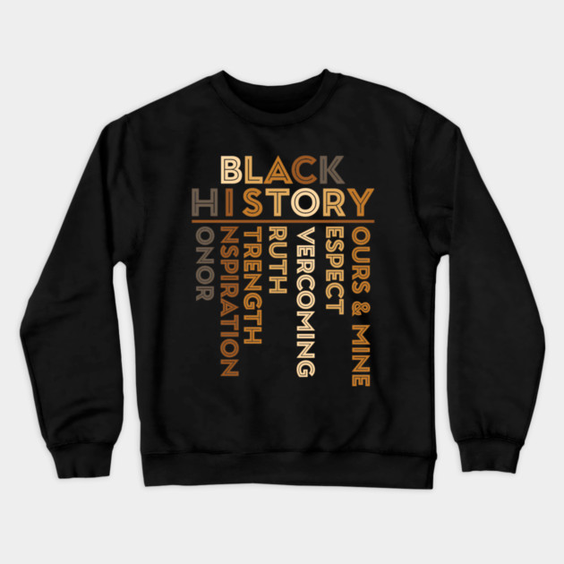 Black History Values Crossword Design Crewneck Sweatshirt by UrbanLifeApparel