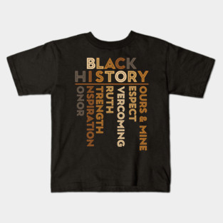 Black History Values Crossword Design Kids T-Shirt
