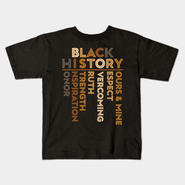 Black History Values Crossword Design Kids T-Shirt by UrbanLifeApparel