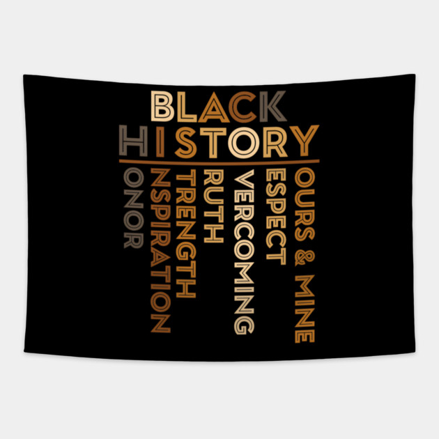 Black History Values Crossword Design Tapestry by UrbanLifeApparel