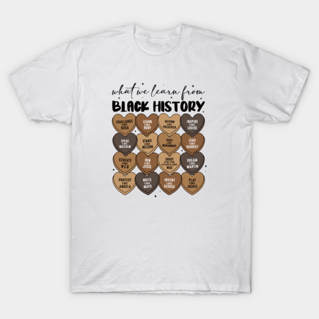 Lessons From Legends: Black History Valentine's Day Heart Grid T-Shirt by UrbanLifeApparel