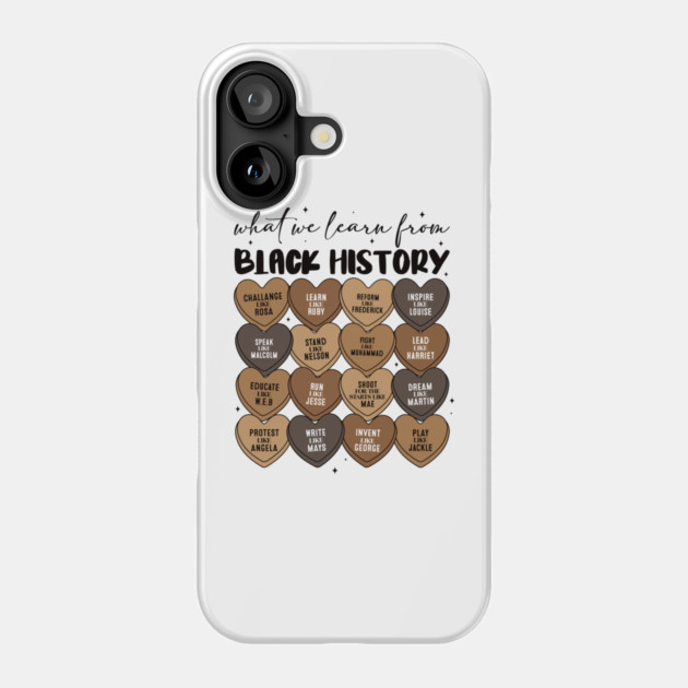 Lessons From Legends: Black History Valentine's Day Heart Grid Phone Case by UrbanLifeApparel