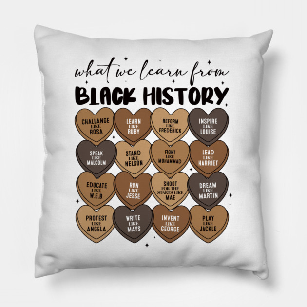 Lessons From Legends: Black History Valentine's Day Heart Grid Pillow by UrbanLifeApparel