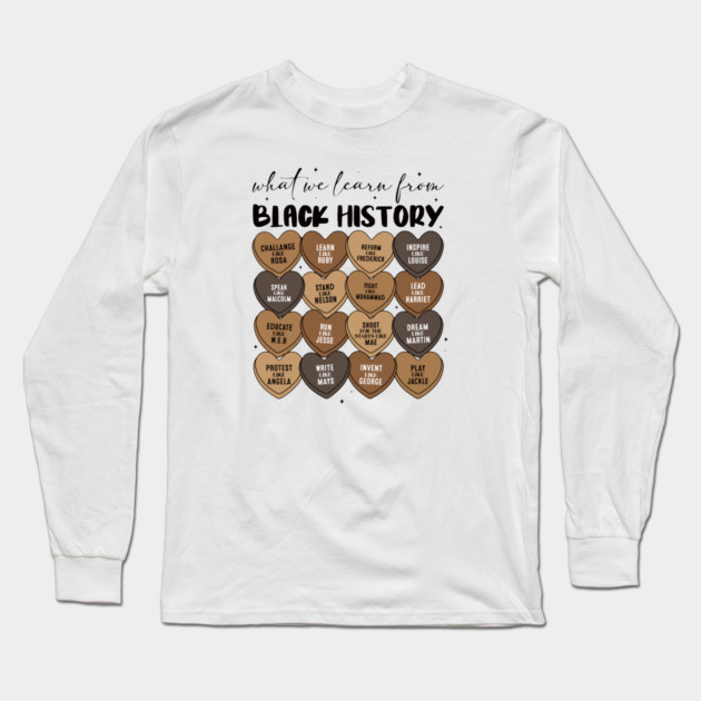 Lessons From Legends: Black History Valentine's Day Heart Grid Long Sleeve T-Shirt by UrbanLifeApparel