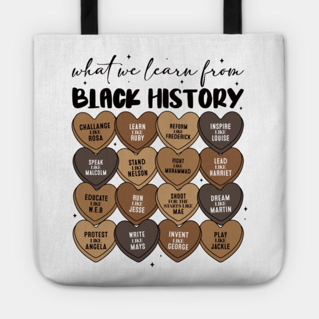 Lessons From Legends: Black History Valentine's Day Heart Grid Tote by UrbanLifeApparel