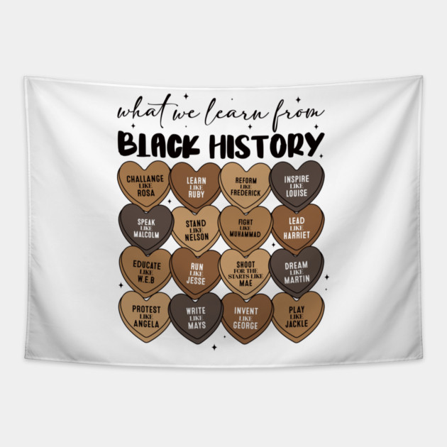 Lessons From Legends: Black History Valentine's Day Heart Grid Tapestry by UrbanLifeApparel