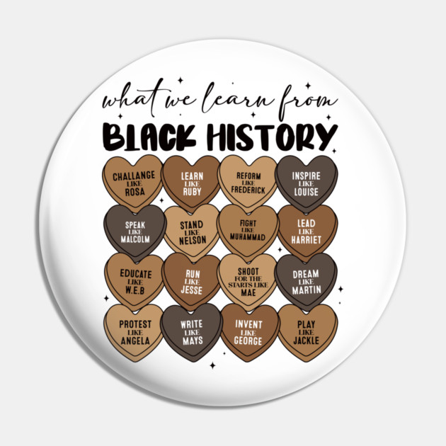 Lessons From Legends: Black History Valentine's Day Heart Grid Pin by UrbanLifeApparel