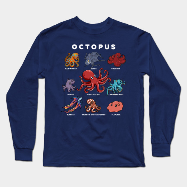 Kawaii Octopuses of the World Long Sleeve T-Shirt by H. R. Sinclair