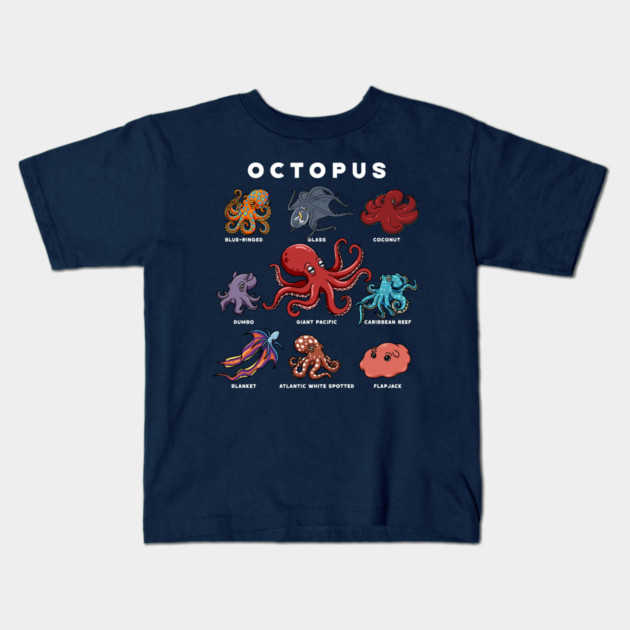 Kawaii Octopuses of the World Kids T-Shirt by H. R. Sinclair