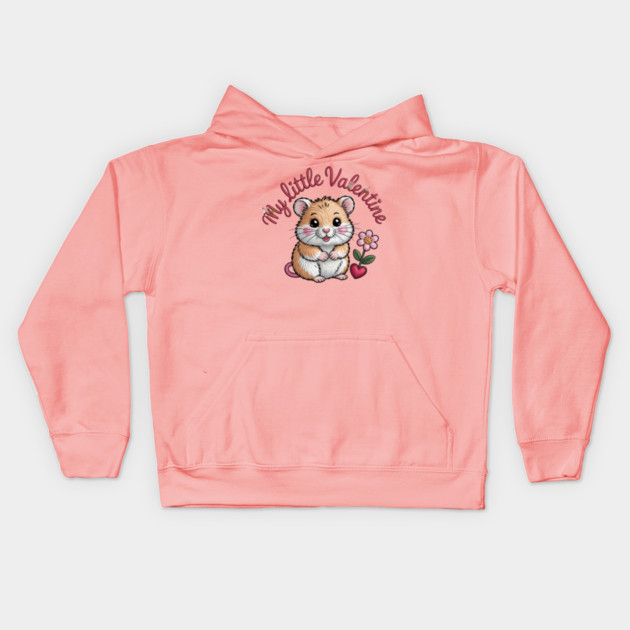 Hamster Valentine Kids Hoodie by JessArty