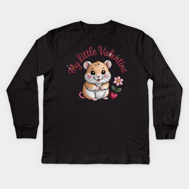 Hamster Valentine Kids Long Sleeve T-Shirt by JessArty