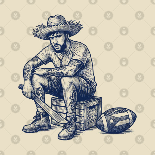 Bad Bunny Benito Bowl Puerto Rico Pava Hat Machete Vintage Style M8681 by parkin_artcraft