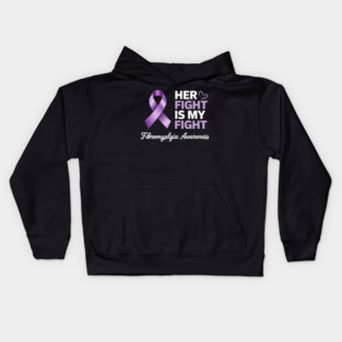 Her Fight Is My Fight Fibromyalgia Awareness Ribbon Kids Hoodie