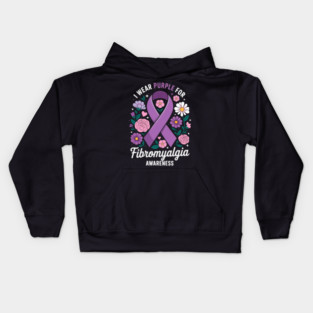I Wear Purple For Fibromyalgia Awareness Month Kids Hoodie