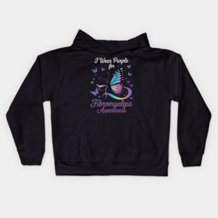 I Wear Purple For Fibromyalgia Awareness Kids Hoodie