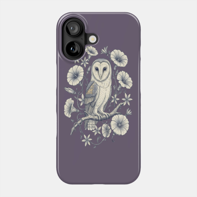 Vintage Barn Owl Night Botanical Art Phone Case by BirdsnStuff