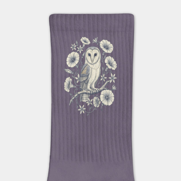 Vintage Barn Owl Night Botanical Art by BirdsnStuff