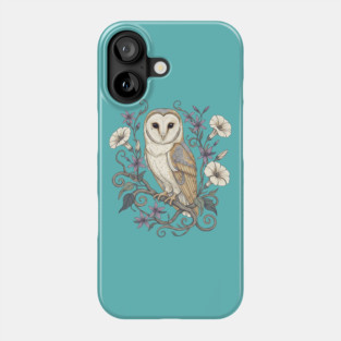 Vintage Barn Owl with Nocturnal Moonflowers Illustration Phone Case
