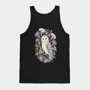 Classic Barn Owl Botanical Art Tank Top