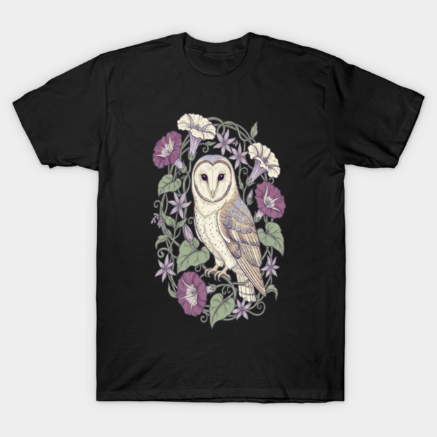 Classic Barn Owl Botanical Art T-Shirt by BirdsnStuff