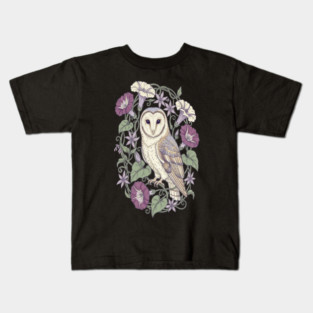 Classic Barn Owl Botanical Art Kids T-Shirt