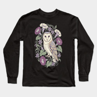 Classic Barn Owl Botanical Art Long Sleeve T-Shirt