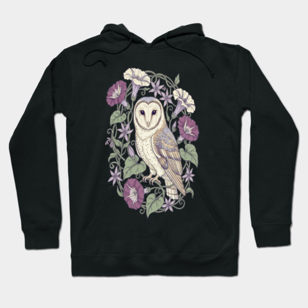 Classic Barn Owl Botanical Art Hoodie by BirdsnStuff