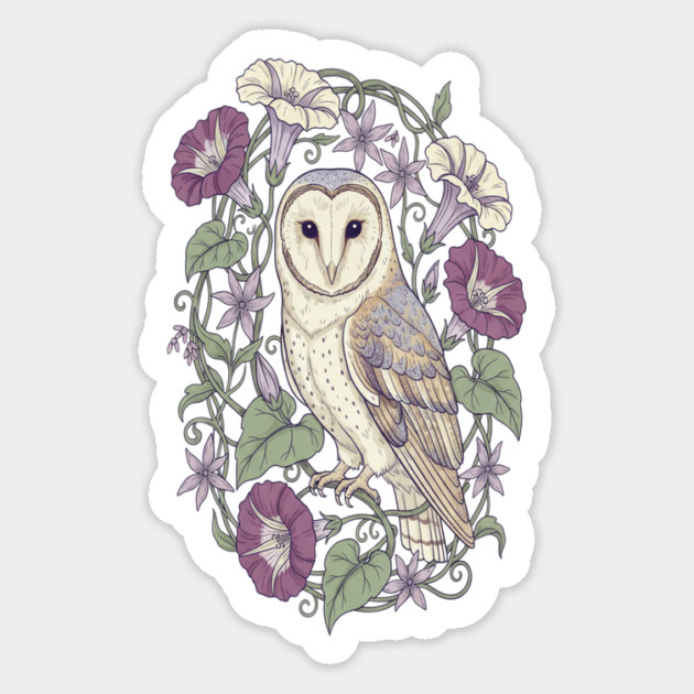 Classic Barn Owl Botanical Art Magnet by BirdsnStuff