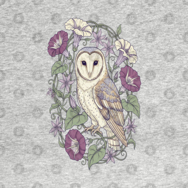 Classic Barn Owl Botanical Art by BirdsnStuff