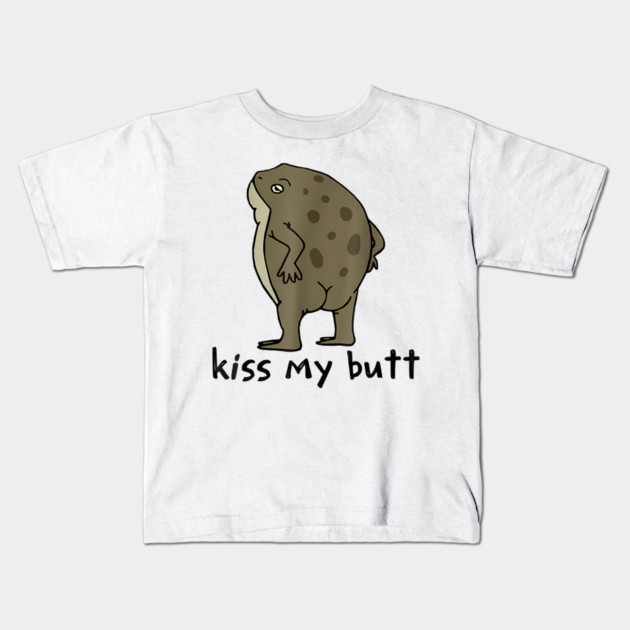 Kiss My Butt Green Frog Kids T-Shirt by James Bates
