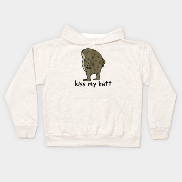 Kiss My Butt Green Frog Kids Hoodie by James Bates