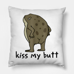 Kiss My Butt Green Frog Pillow